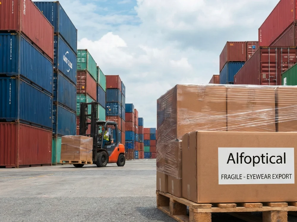 B2B guide on the hidden costs of importing sunglasses from China, focusing on total landed cost and eyewear shipping logistics.