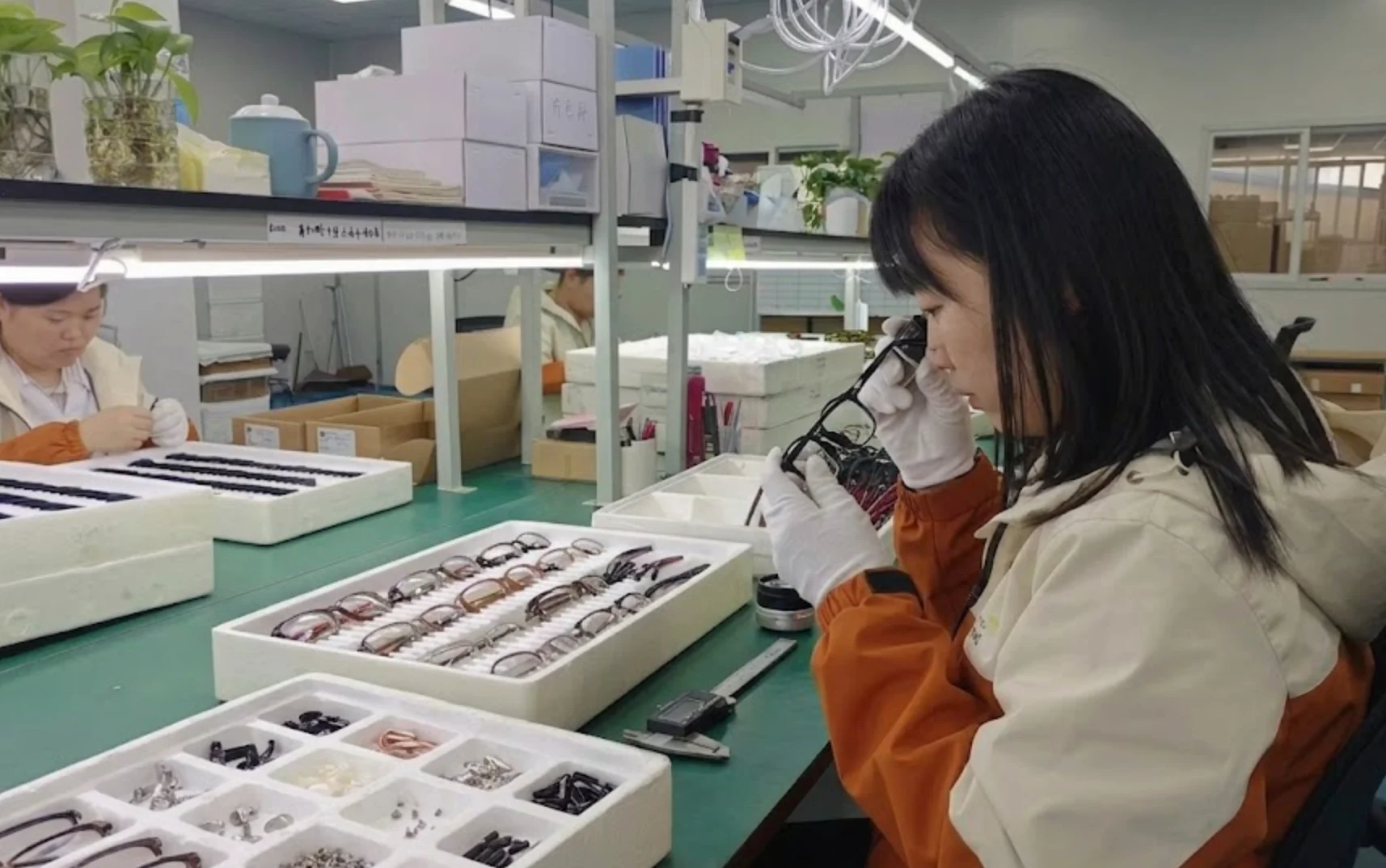 final assembly qc eyewear hinge screw tightness lens seating inspection