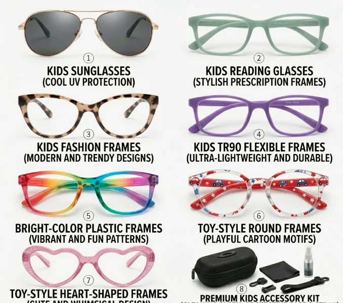 kids eyewear styles colorful frames sunglasses reading glasses tr90 children designs