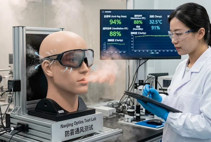 sports eyewear anti fog ventilation grooves sweat resistance airflow design