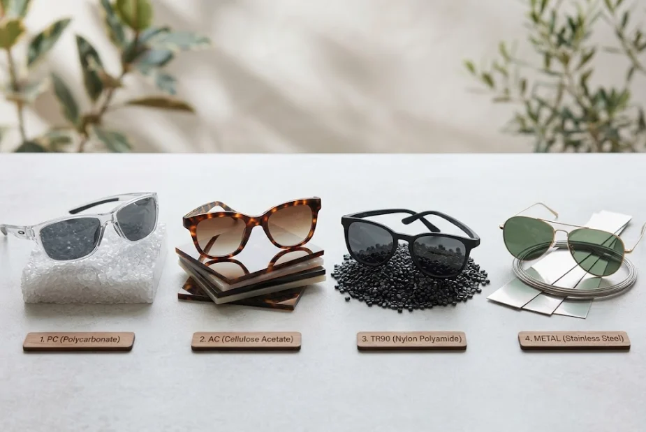 sunglasses frame materials pc ac tr90 metal mixed material frames comparison