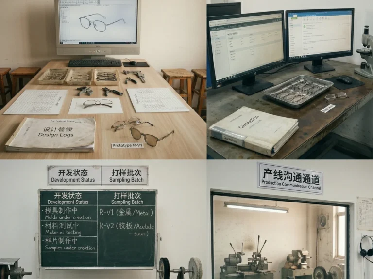 eyewear factory early stage reading glasses production small workshop