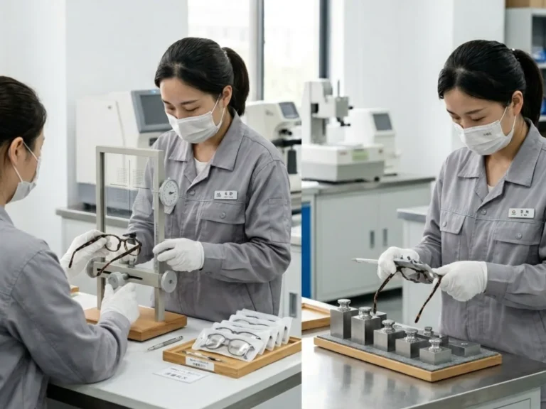 eyewear manufacturing quality control checking lens power frame tension inspection