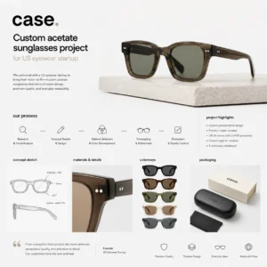 Custom acetate sunglasses project for US eyewear startup