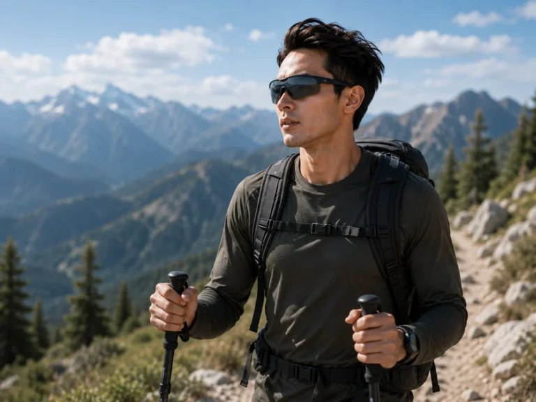 Hiking Comfort during long wear, UV protection, and practical lens color