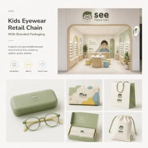 Kids eyewear retail chain project with branded packaging