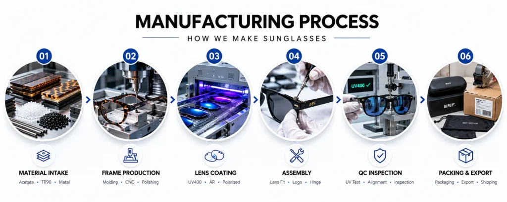 china sunglasses Manufacturing Process